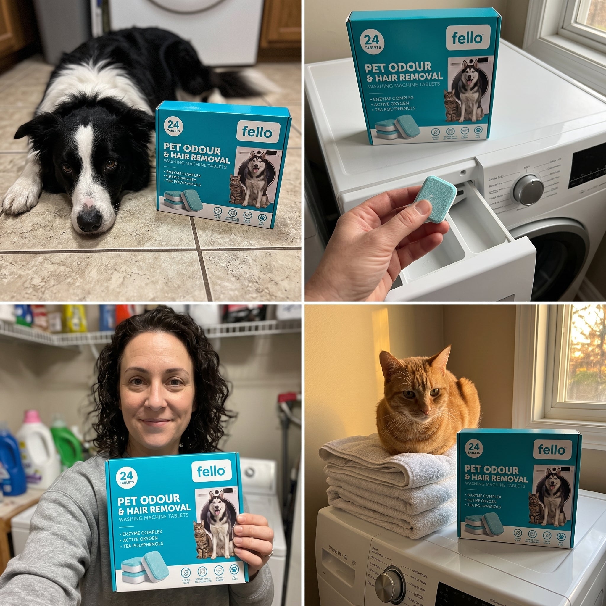 Fello™ - Comprimés de nettoyage en profondeur pour lave-linge, formulés pour les propriétaires d'animaux domestiques