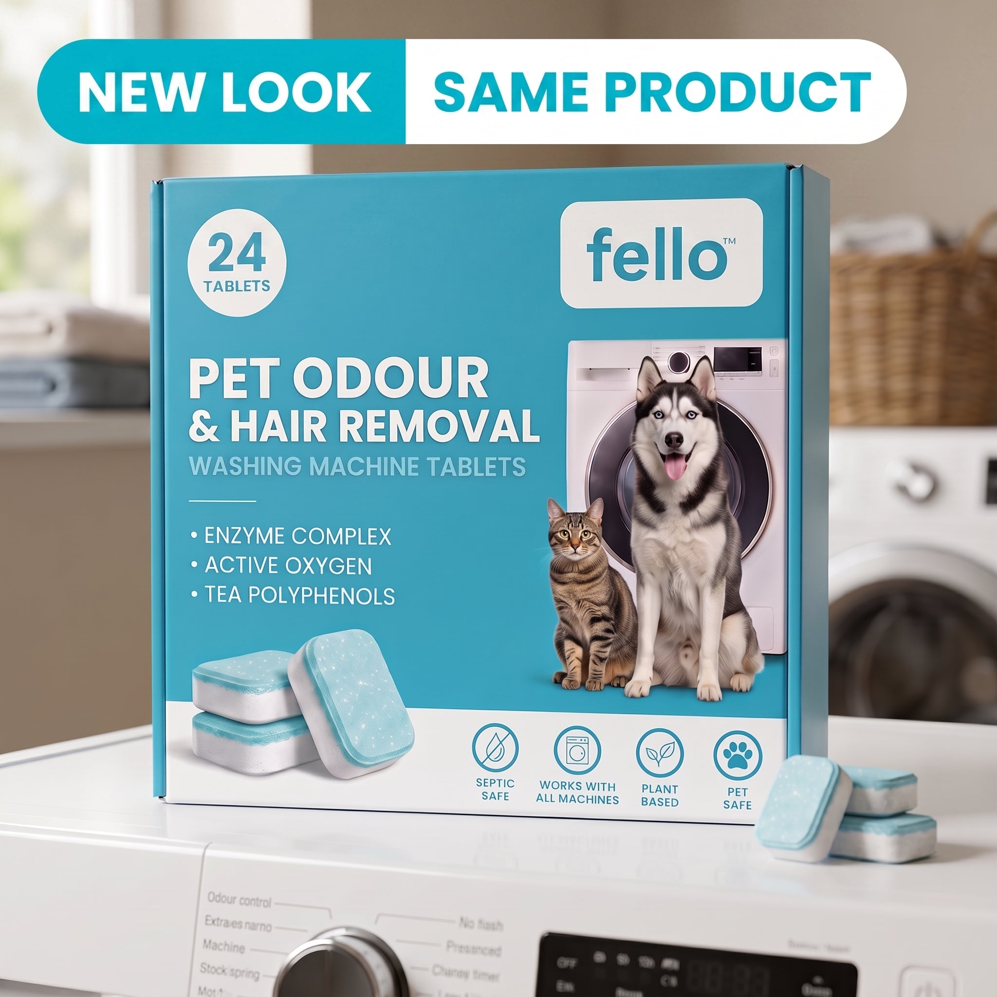 Fello™ - Comprimés de nettoyage en profondeur pour lave-linge, formulés pour les propriétaires d'animaux domestiques